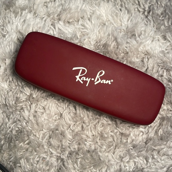Ray-Ban Eyeglasses Sunglasses Case Burgandy Hard Shell Clamshell Silver Logo - Picture 1 of 13